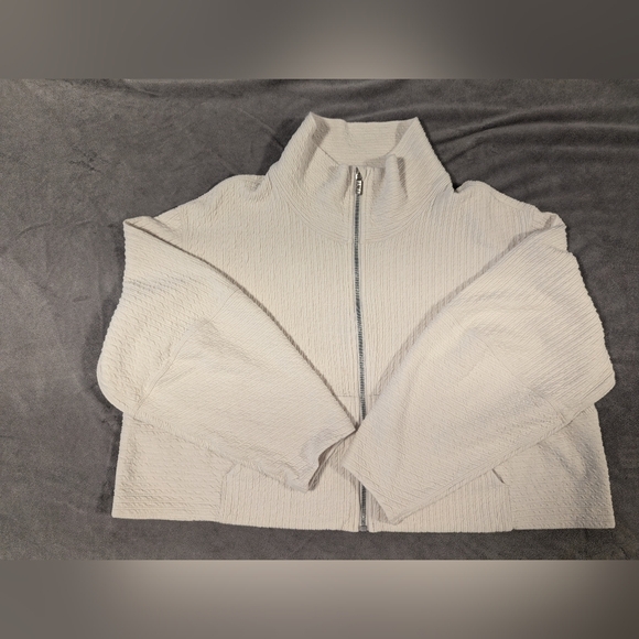 Lululemon Textured Crop Sweatshirt Oversized Jacket Neutral XL/XXL - Picture 6 of 16